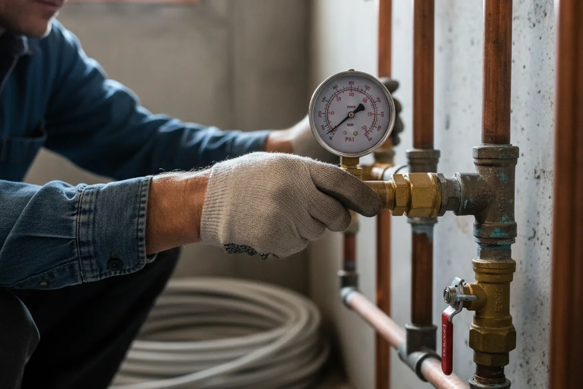 Pressure testing a repaired line during Water Line Repair in Stroudsburg